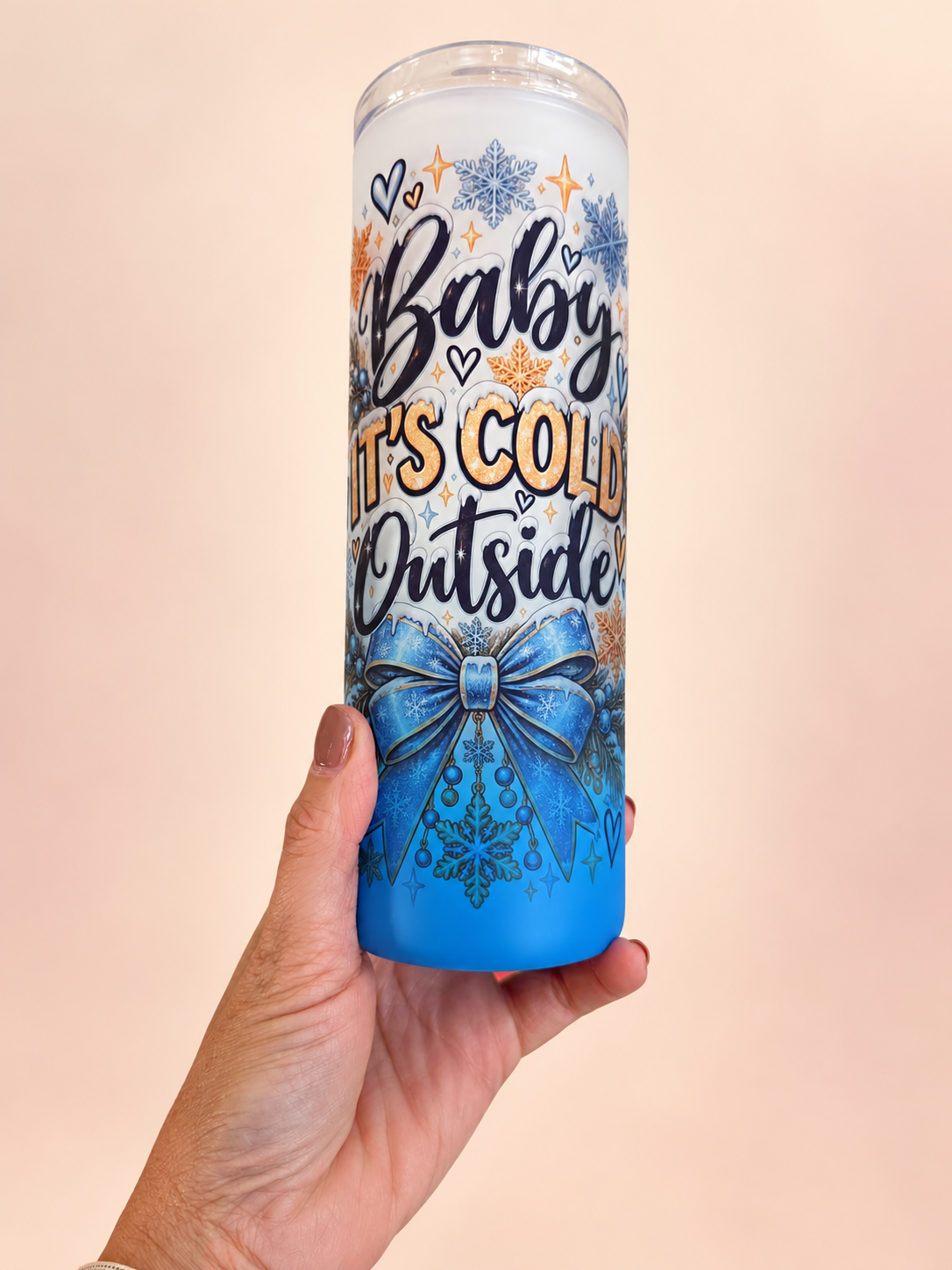 Blue Frosted Gradient Glass Tumbler