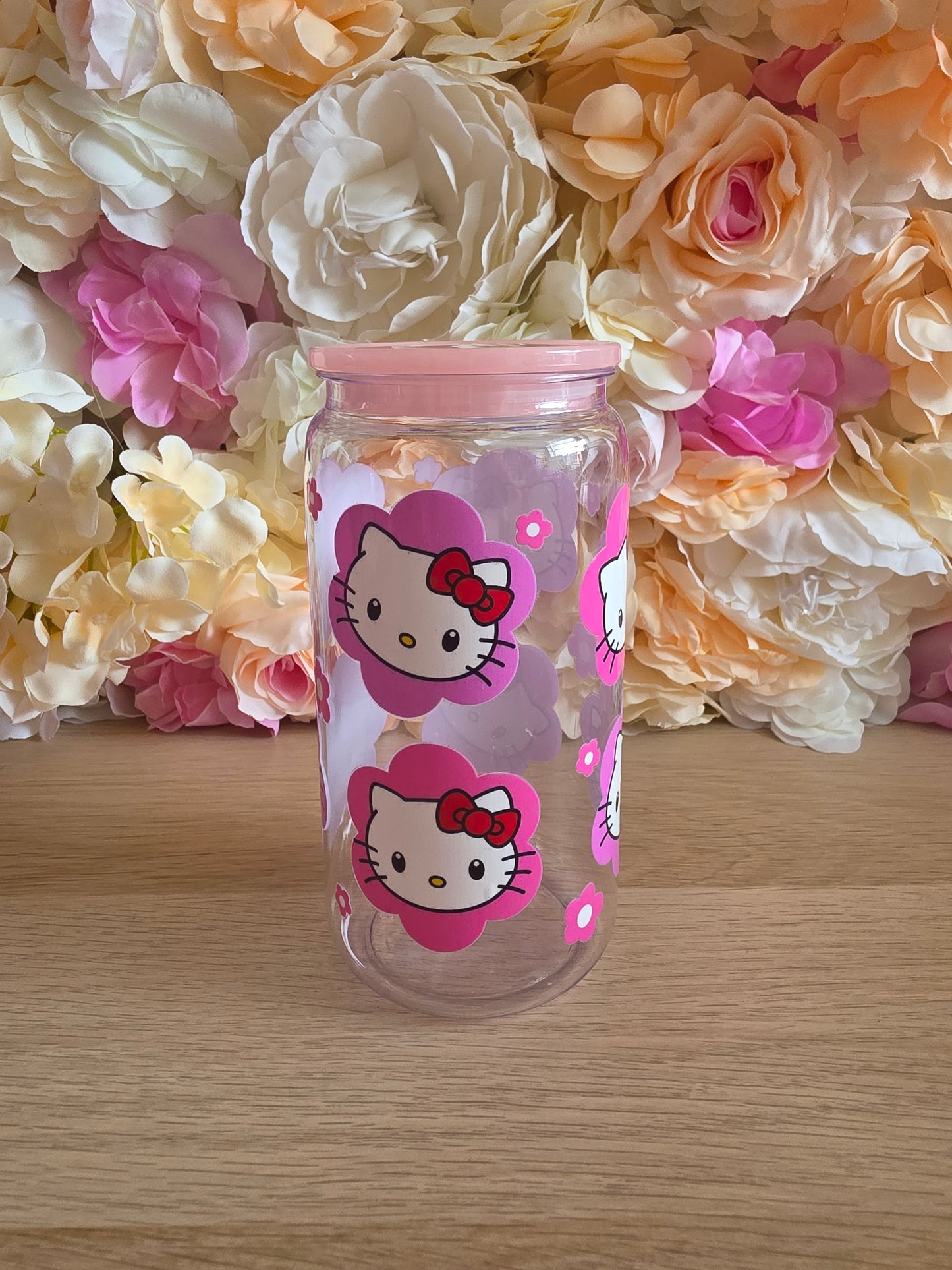 Kitty acrylic cup with straw & lid