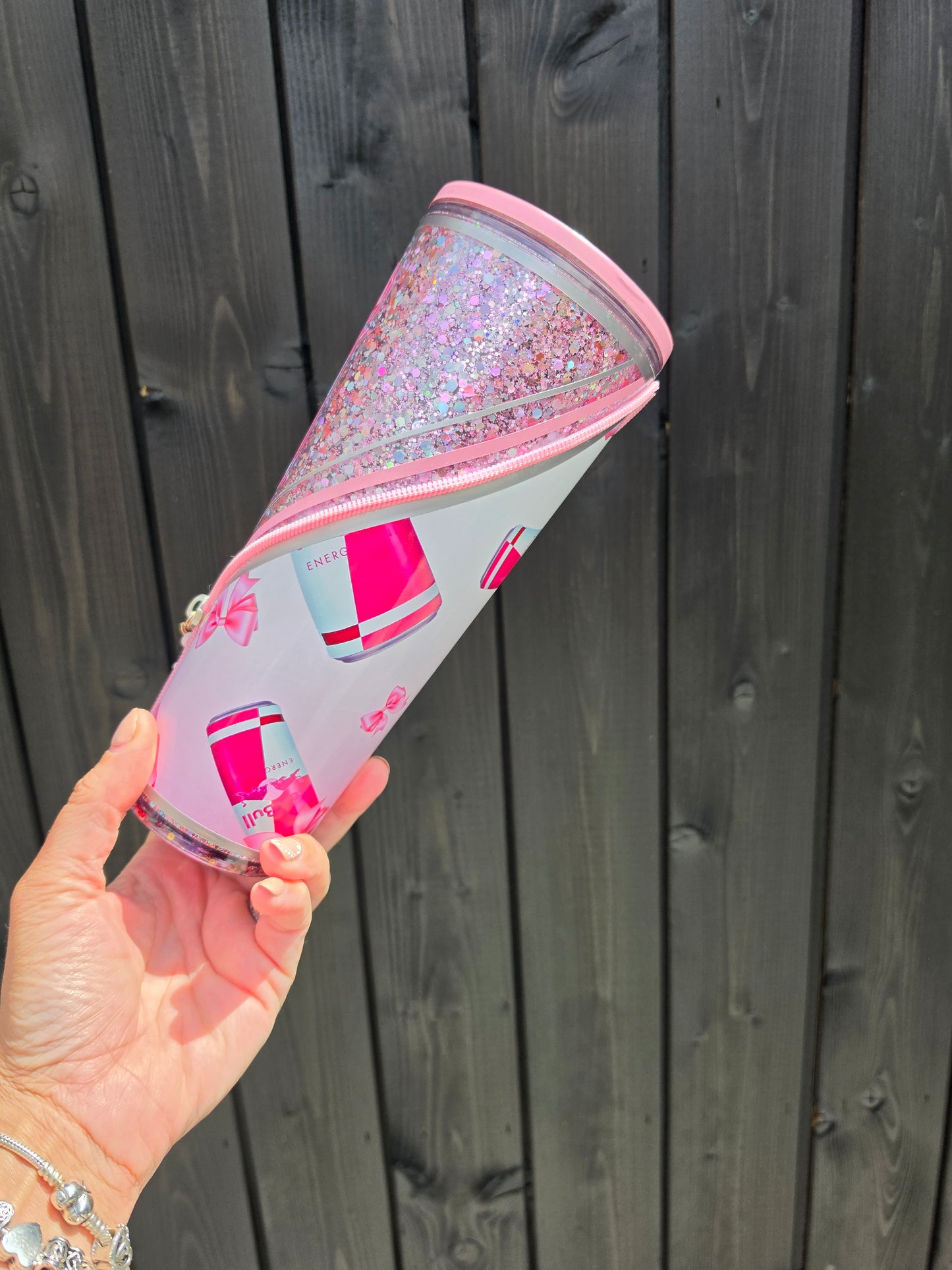 PINK BULL ZIPPER TUMBLER