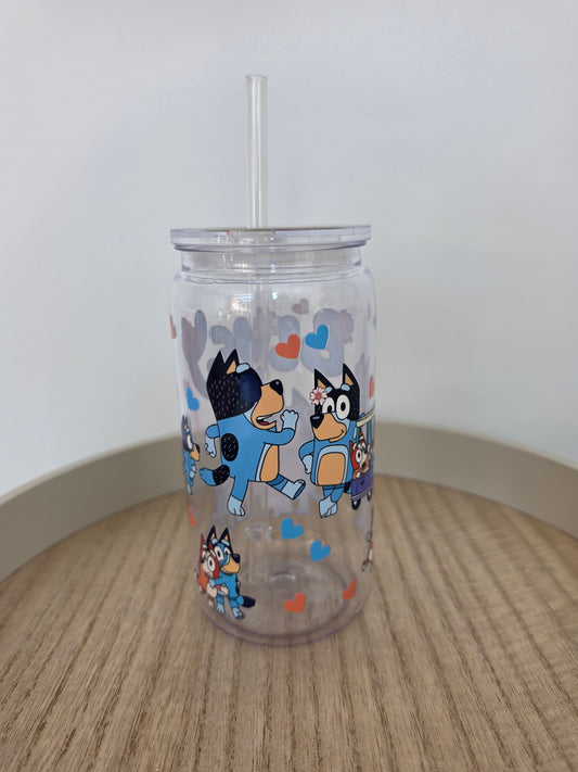 blue acrylic cup with straw & lid