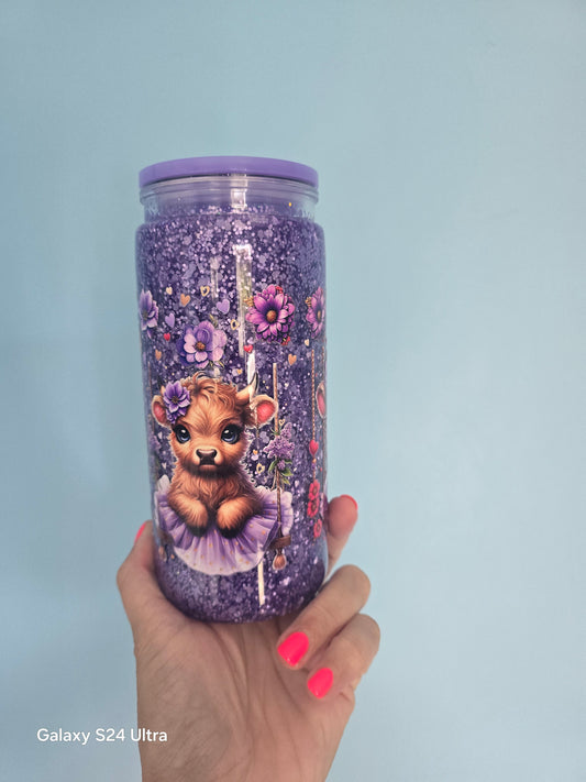 HIGHLAND COW SNOWGLOBE ACRYLIC CUP