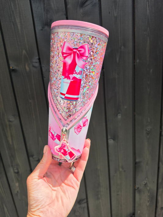 PINK BULL ZIPPER TUMBLER