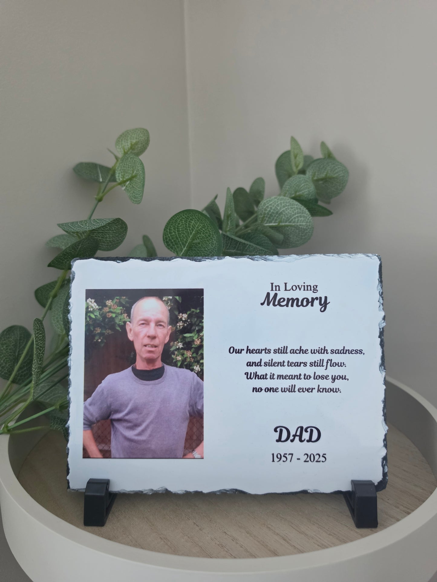 Personalised Memorial Photo Slate – 14x19cm Keepsake Gift