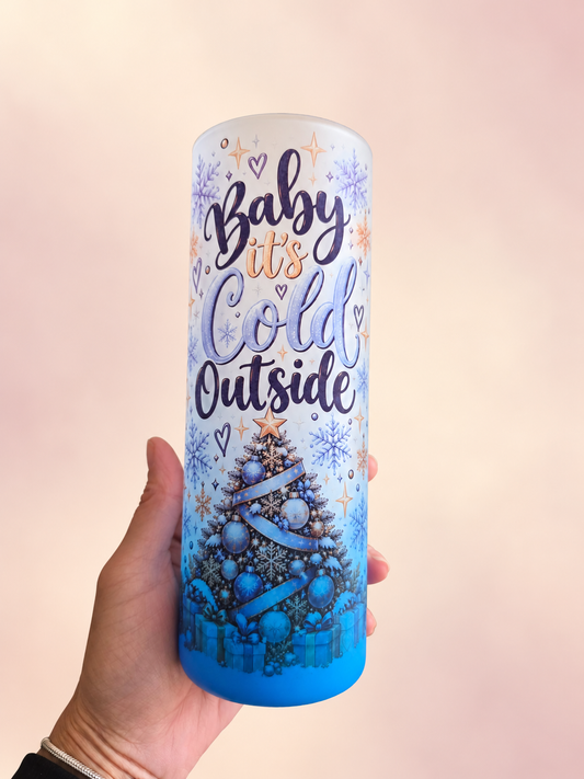 Blue Frosted Gradient Glass Tumbler