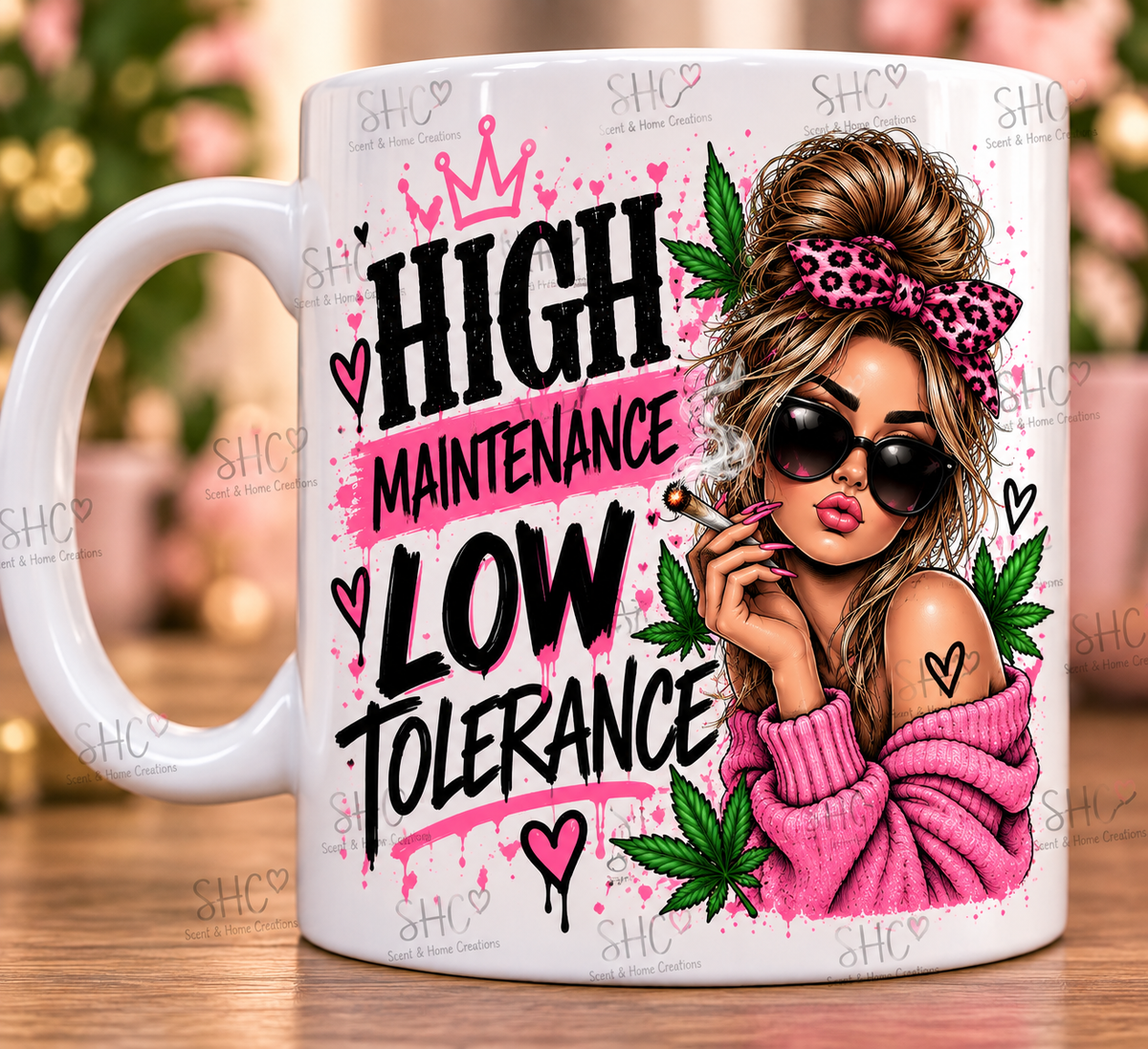 High Maintenance, Low Tolerance Mug 🌿🩷