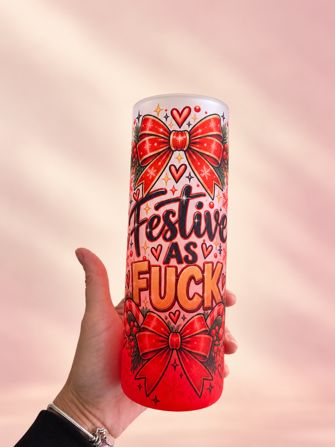 Red  Frosted Gradient Glass Tumbler