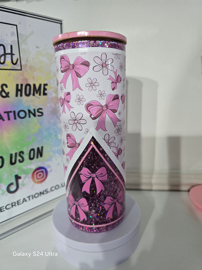 BOWS  glass 20oz snowglobe   ready to ship