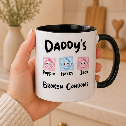 Daddy’s Broken Condoms Personalised Mug 🤣☕