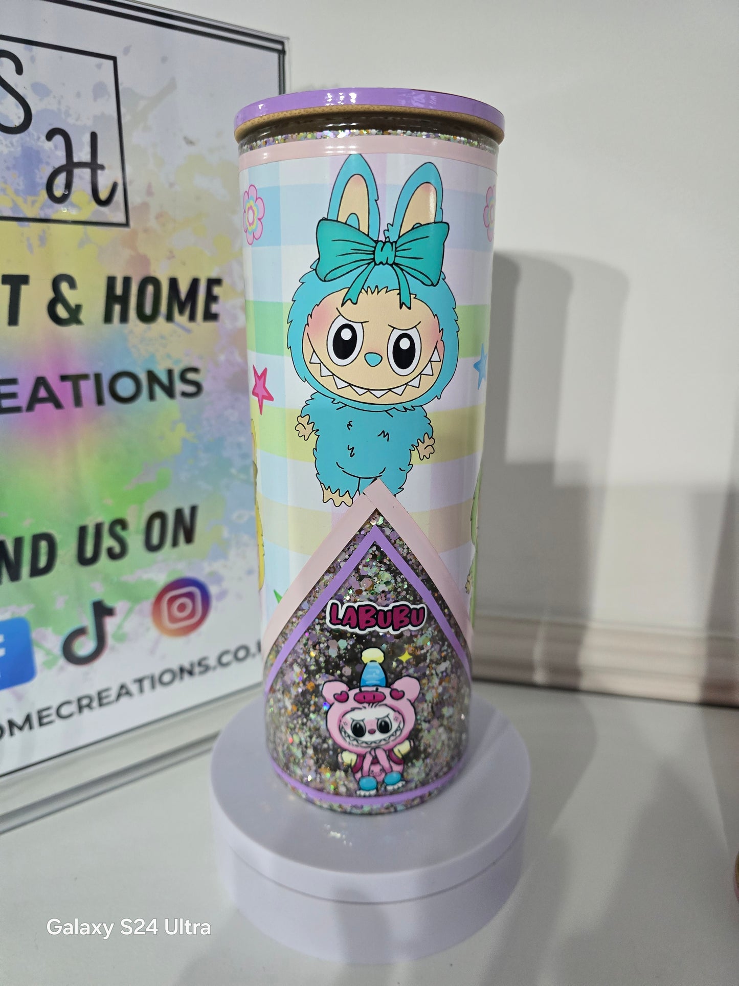 LABUBU glass 20oz snowglobe   ready to ship