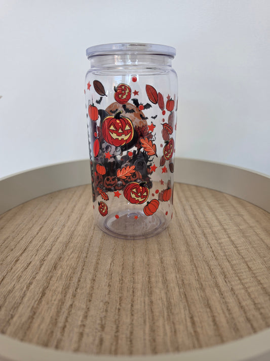 Betty pumpkin  acrylic cup with straw & lid