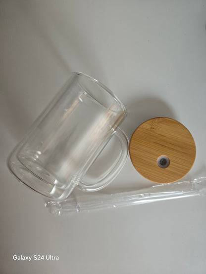 GLASS  SNOWGLOBE MUG WITH HANDLE