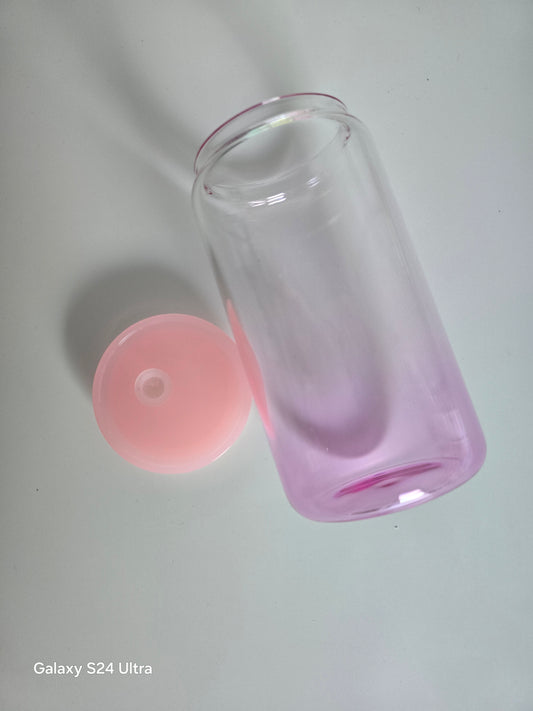 16 OZ GLASS GRADIENT LIGHT  PINK CAN