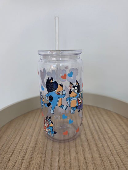 blue acrylic cup with straw & lid