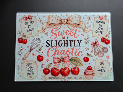 Sweet But Slightly Chaotic Glass Chopping Board – A4