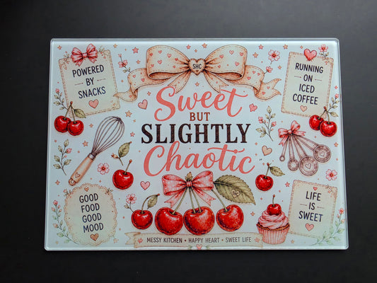 Sweet But Slightly Chaotic Glass Chopping Board – A4