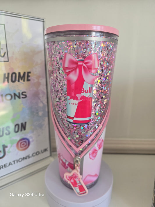 PINK BULL  ZIPPER TUMBLER