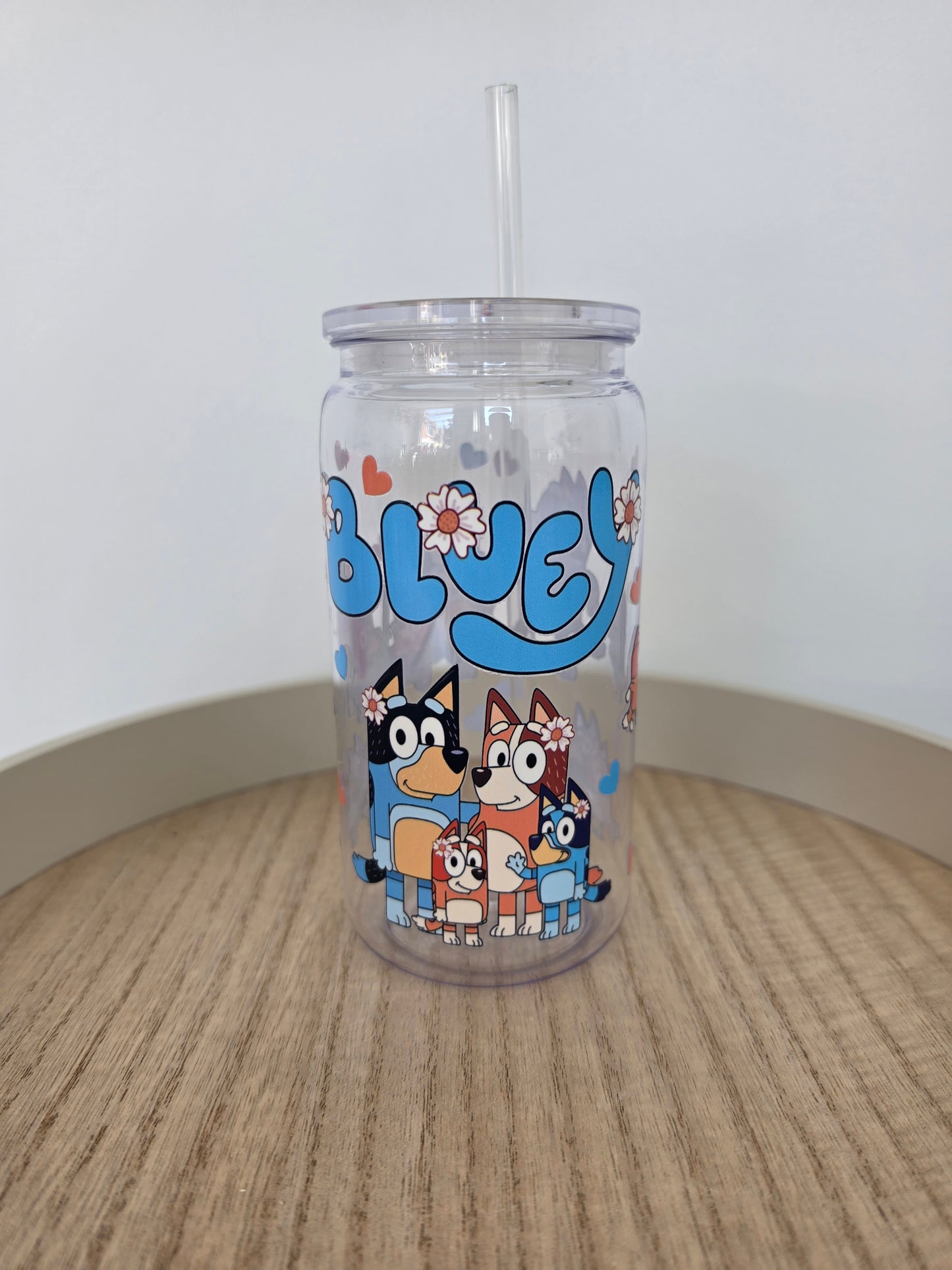 blue acrylic cup with straw & lid