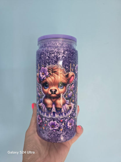HIGHLAND COW  SNOWGLOBE ACRYLIC CUP