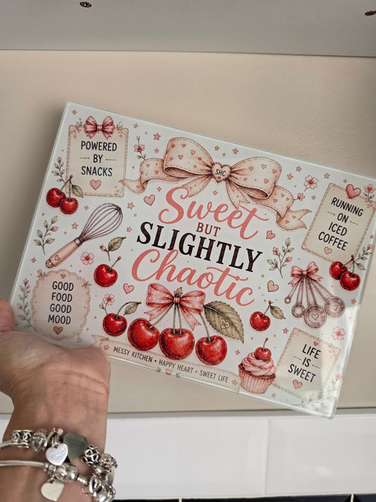 Sweet But Slightly Chaotic Glass Chopping Board – A4