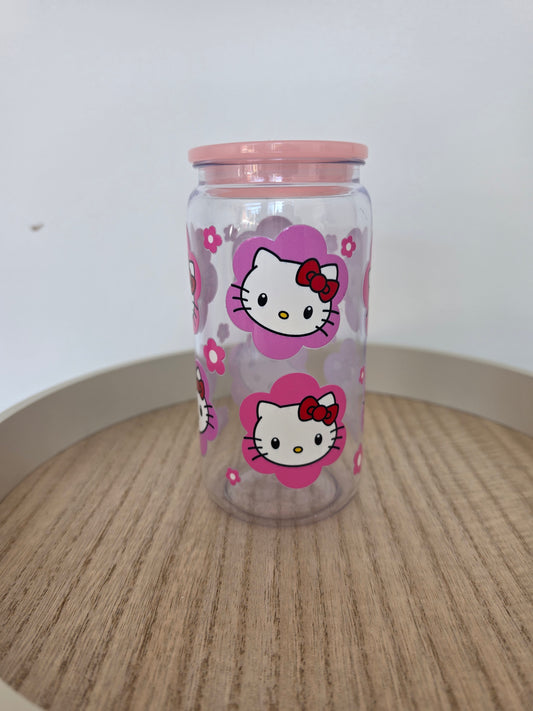 Kitty  acrylic cup with straw & lid