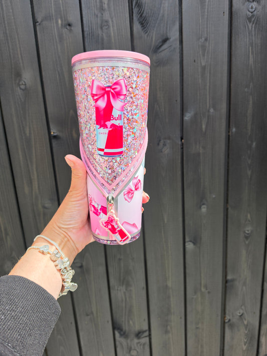 PINK BULL  ZIPPER TUMBLER