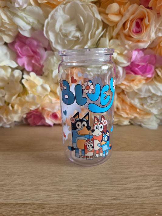 blue acrylic cup with straw & lid